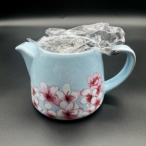ALFRED Ceramic and Stainless Steel 20 oz. Cherry Blossom Teapot Limited Edition